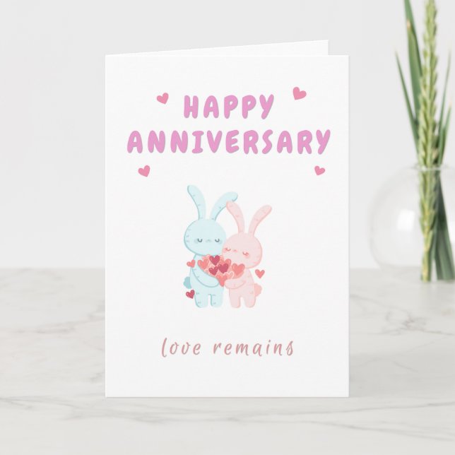 Happy Anniversary Rabbit in Love Card (Front)
