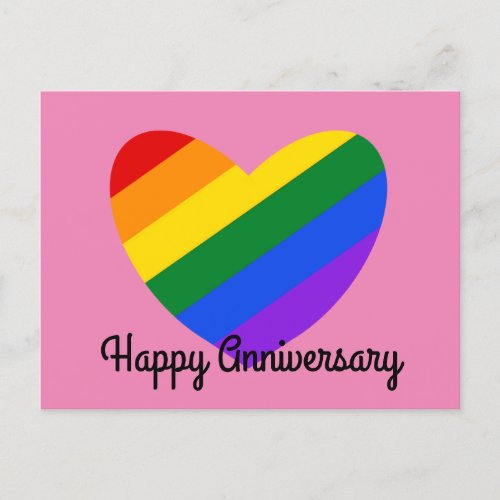 Happy Anniversary Rainbow Heart 1 Postcard