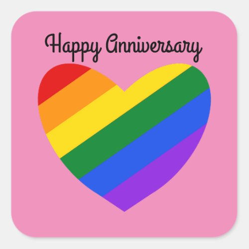 Happy Anniversary Rainbow Heart 1 Stickers