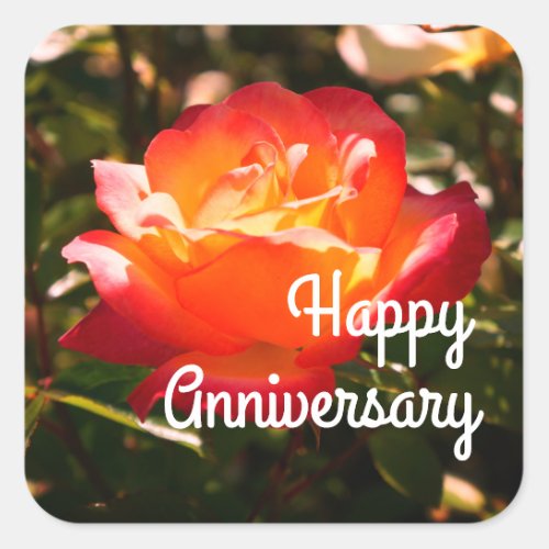 Happy Anniversary Rainbow Sorbet Rose 5 Stickers