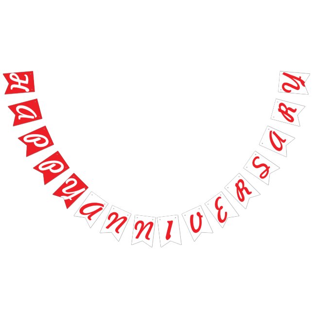 HAPPY ANNIVERSARY, RED + White Bunting Flags (All)