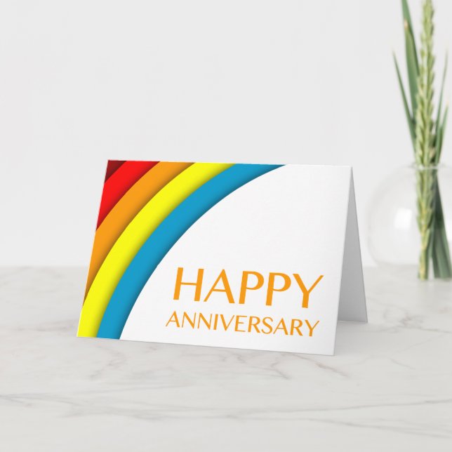 happy anniversary (retro rainbow) card (Front)