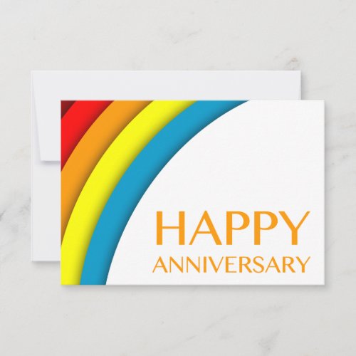 happy anniversary retro rainbow invitation