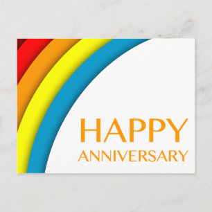 happy anniversary (retro rainbow) postcard