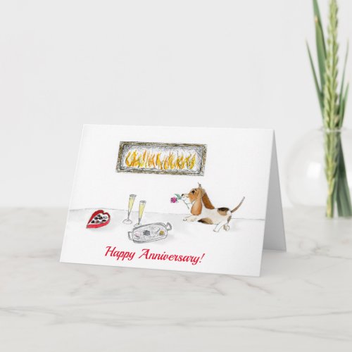 Happy Anniversary Romantic Hound Dog Card