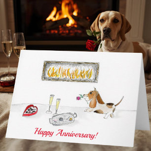 Happy Anniversary Romantic Hound Dog Card