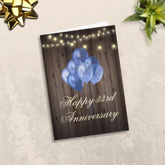 Happy Anniversary Rustic String Lights & Balloons 