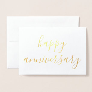 Happy anniversary simple calligraphy Gold Foil Card