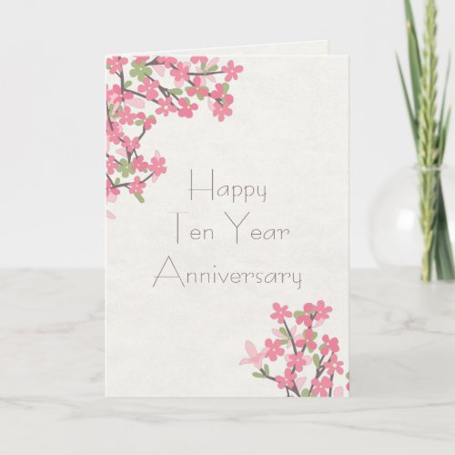 Happy Anniversary Sobriety 10 Years Pink Flowers Card