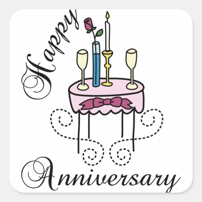 Happy Anniversary Square Sticker (Front)
