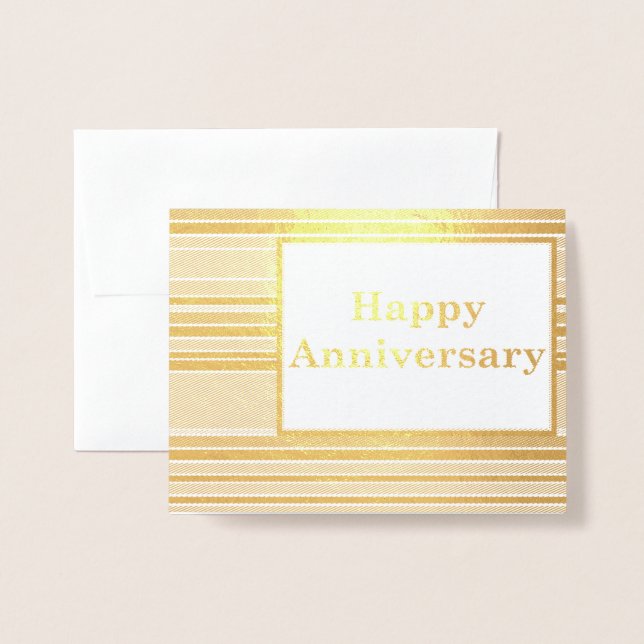 Happy Anniversary Stripes Foil Card (Front With Envelope)