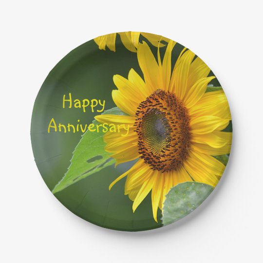 Happy Anniversary Sunflower Paper Plate | Zazzle.com