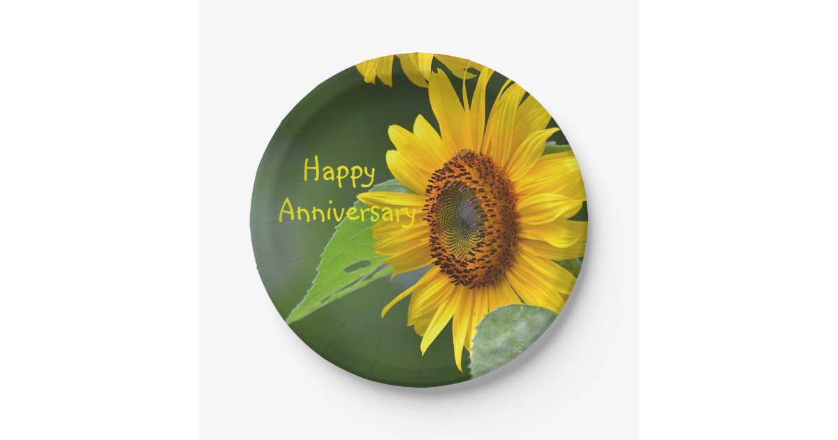 Happy Anniversary Sunflower Paper Plate Zazzle