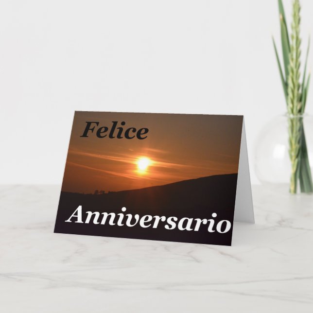 Happy Anniversary Sunrise Card In Italian (Front)