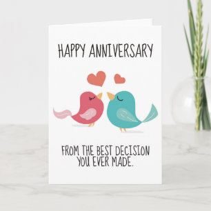 Happy Anniversary The Best Decision You Ever Made Letterpress Thank You Card