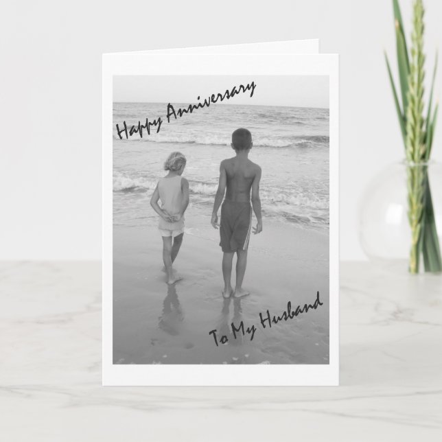 Happy Anniversary To My Husband - Beach Card (Front)