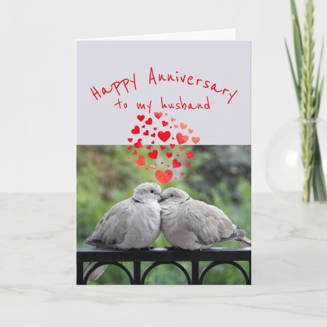 Happy Anniversary to my Husband Romantic Birds Holiday Card (Front)