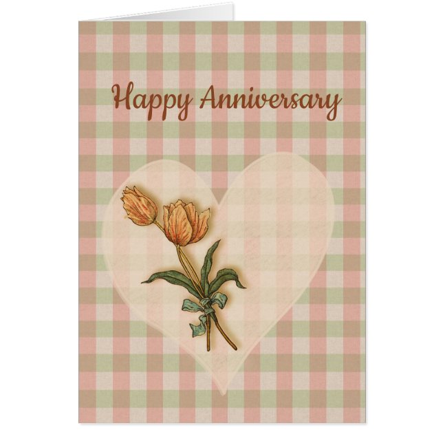 Happy Anniversary Tulips on Country Gingham (Front)