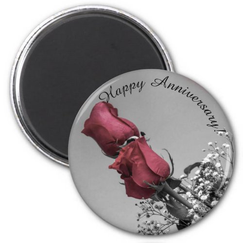 Happy Anniversary  Two Red Roses Photograph Magnet