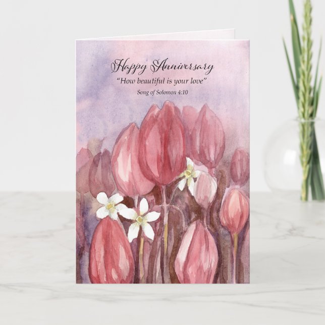 Happy Anniversary Valentine's Day Scripture Tulip  Card (Front)