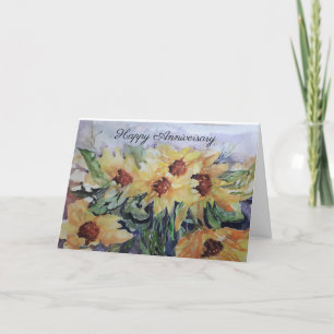 Happy anniversary Watercolour Sunflowers Holiday Card