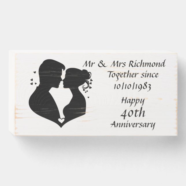 Happy Anniversary Wedding, Any Occasion Wooden Box Sign (Front Horizontal)