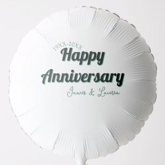 Happy anniversary wedding name date year green bla balloon