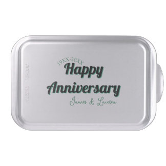 Happy anniversary wedding name date year green bla cake pan