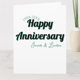 Happy anniversary wedding name date year green bla card