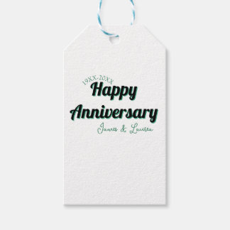 Happy anniversary wedding name date year green bla gift tags