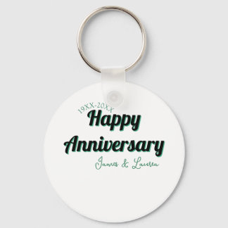 Happy anniversary wedding name date year green bla keychain