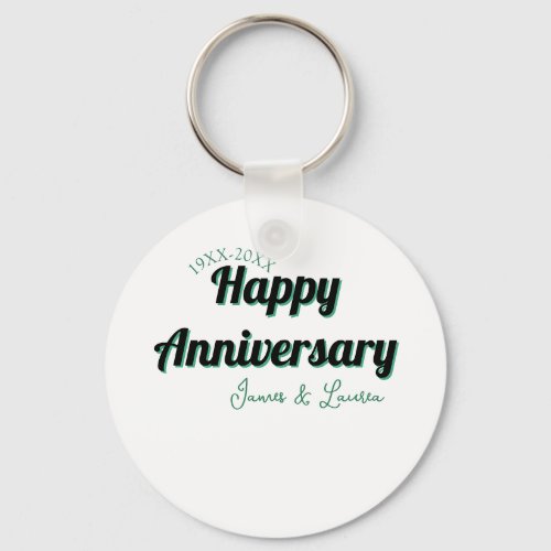 Happy anniversary wedding name date year green bla keychain