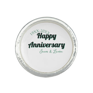 Happy anniversary wedding name date year green bla ring