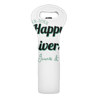 Happy anniversary wedding name date year green bla wine bag