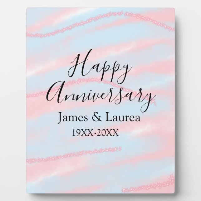 Happy anniversary wedding name date year pastel  plaque (Front)