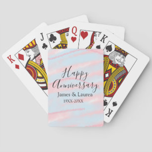 Happy anniversary wedding name date year pastel poker cards