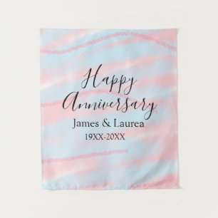Happy anniversary wedding name date year pastel tapestry