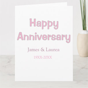Happy anniversary wedding name date year pink gray card
