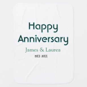 Happy anniversary wedding name date year simple mi baby blanket