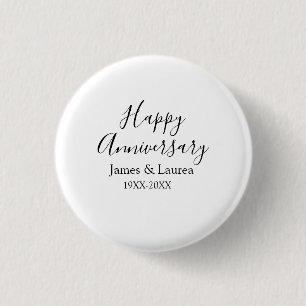 Happy anniversary wedding name date year simple mi button