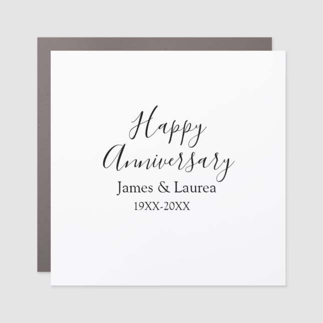 Happy anniversary wedding name date year simple mi car magnet (Front)