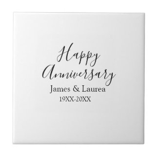 Happy anniversary wedding name date year simple mi ceramic tile