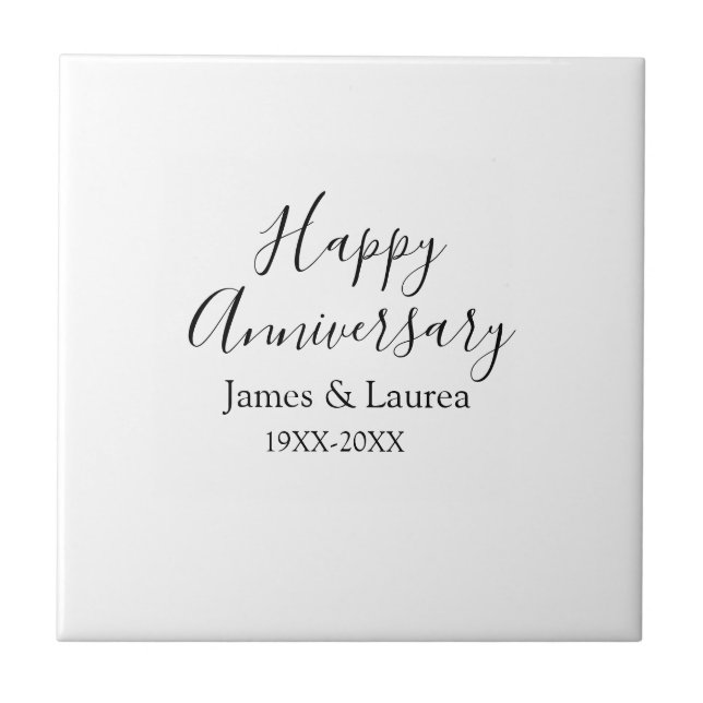 Happy anniversary wedding name date year simple mi ceramic tile (Front)