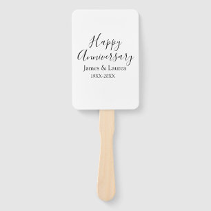 Happy anniversary wedding name date year simple mi hand fan