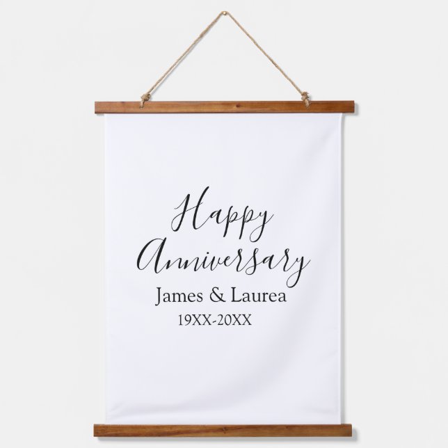 Happy anniversary wedding name date year simple mi hanging tapestry (Front)
