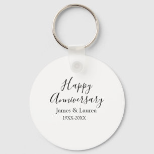 Happy anniversary wedding name date year simple mi keychain