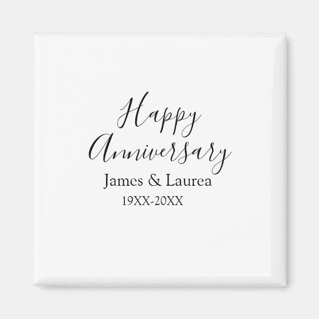 Happy anniversary wedding name date year simple mi magnet (Front)