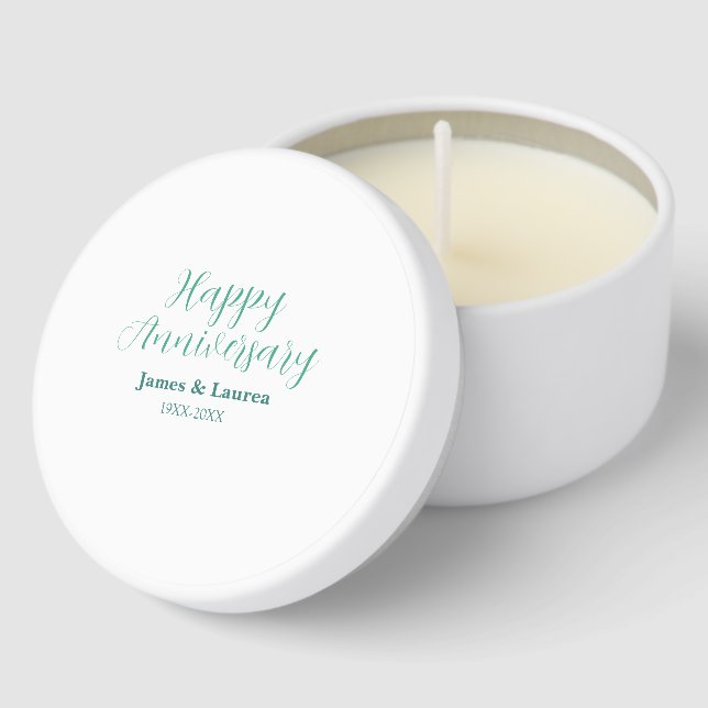 Happy anniversary wedding name date year simple mi mini candle favors (Corner)