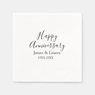 Happy anniversary wedding name date year simple mi napkins