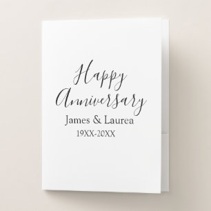 Happy anniversary wedding name date year simple mi pocket folder